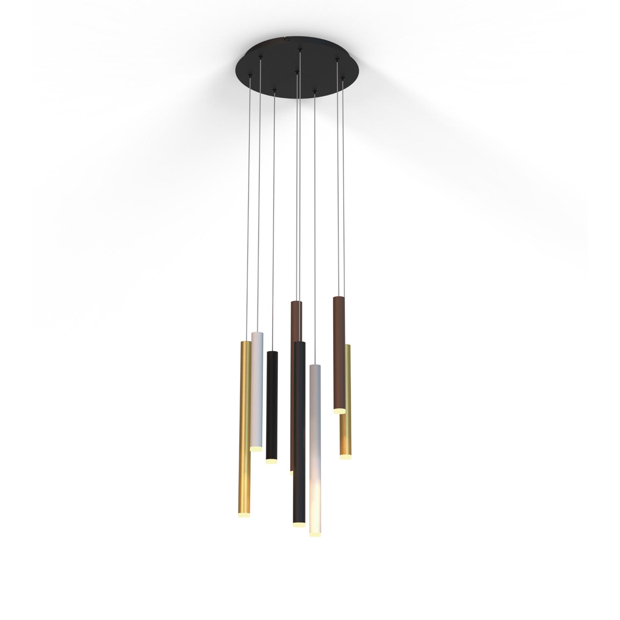 M8082  Cala Round 8 Light 2.5m Pendant 48W LED Sand White/Sand Black/Gold/Rust Brown